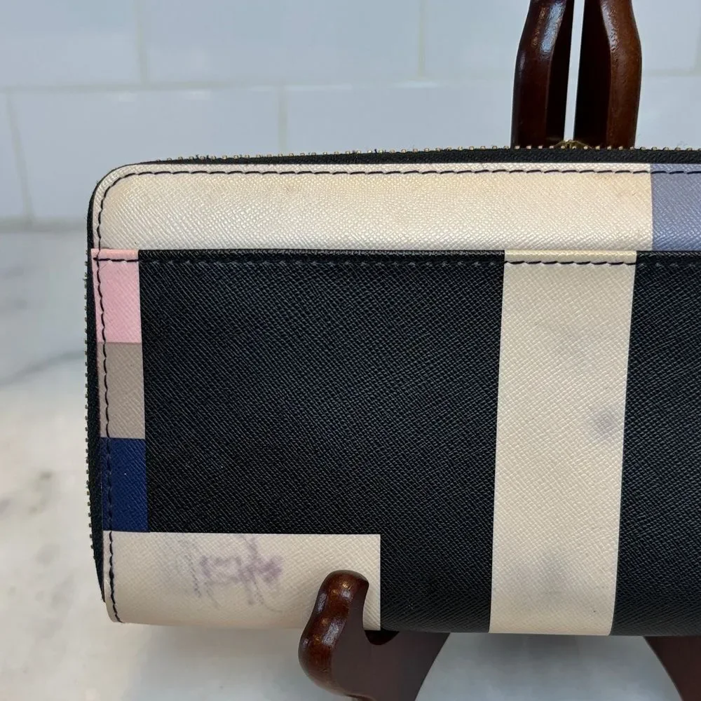 Kate Spade Wallet Leather Color block Saffiano Full Zip Continental Wallet